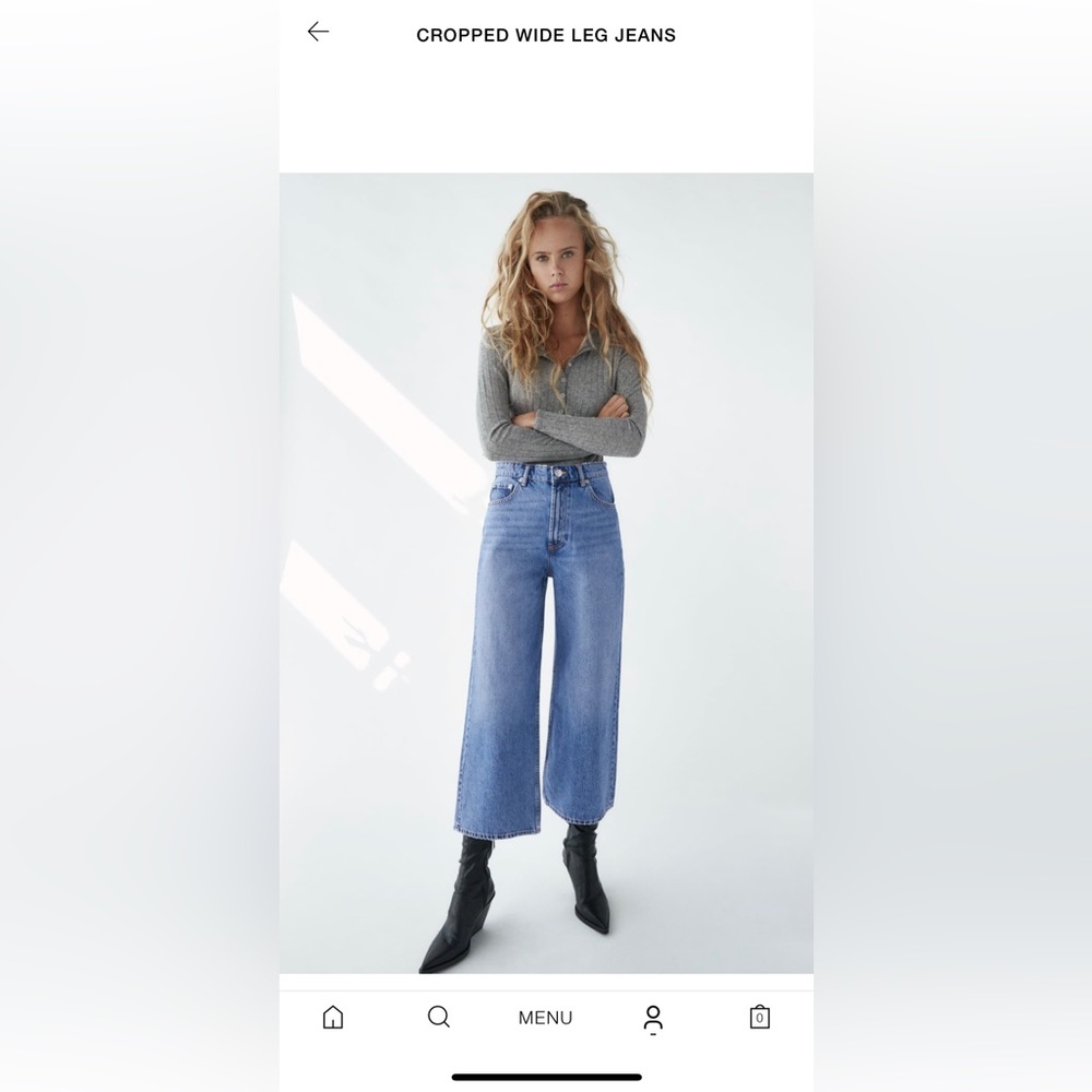 Zara Cropped Wide Leg Jeans